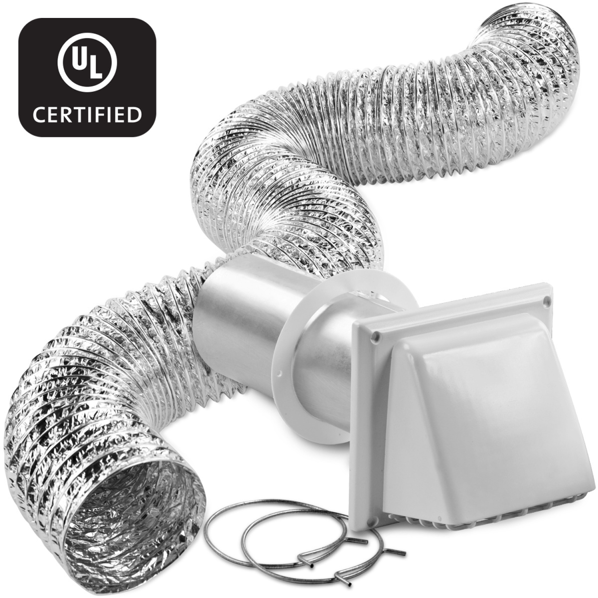 Aluminum Foil Dryer Vent Kit with Preferred Hood & Guard
