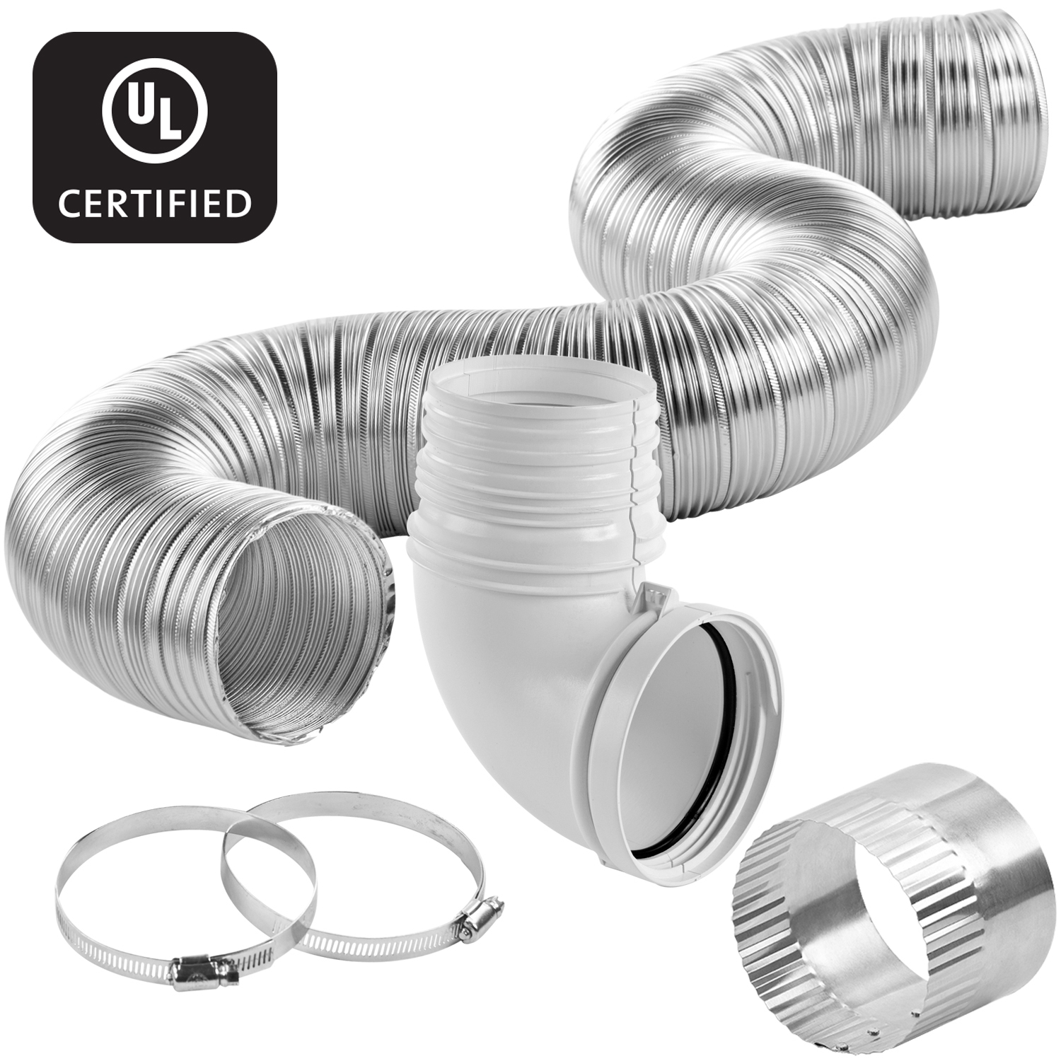 Aluminum Semi-rigid Dryer Hook-up Kit with Quick Connect Elbow